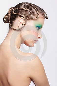 Woman with creative hairdo