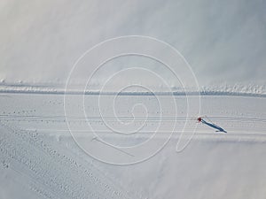 Woman cross-country skiing on a winter day