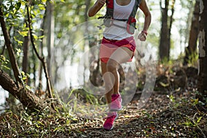 Woman cross country trail running