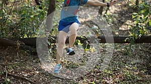 Woman cross country trail running