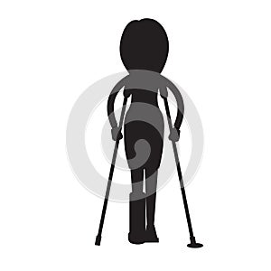Woman On Crutche. Vector illustration