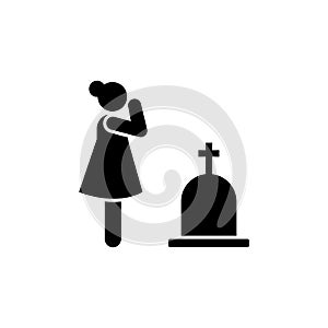 Woman cry weep funeral widow icon. Element of pictogram death illustration