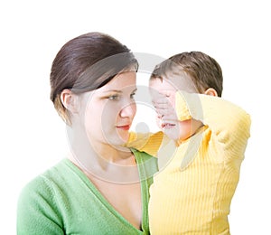 Woman with crying child