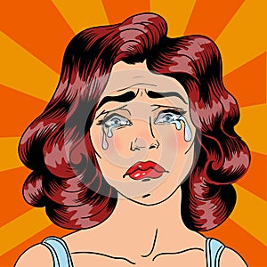 Woman Crying. Exhausted Woman. Woman in depression. Pop Art