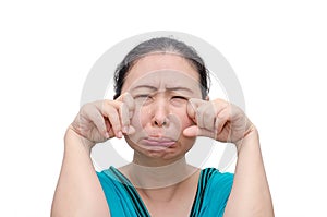 Woman crying with funny face