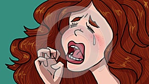 Woman crying, illustration