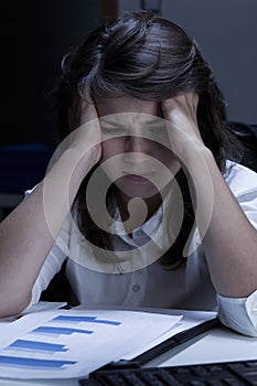 Woman crying in the office
