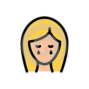 Woman crying pms symptoms icon