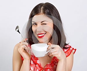 woman with a cup of coffee