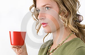 Woman with cup of tea