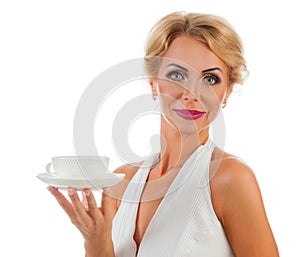 Woman with cup of tea