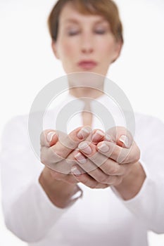 Woman Cupping Her Hands