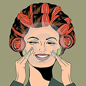 Woman with curlers in their hair