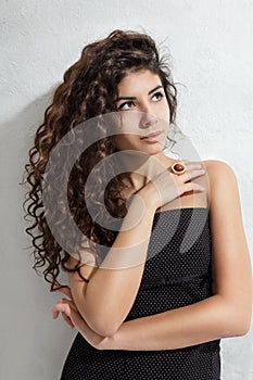 Woman with curly hair