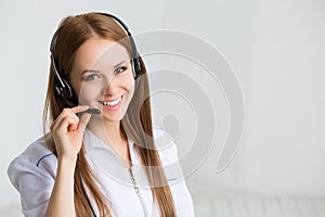Woman customer service worker, call center operator