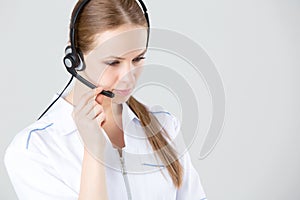 Woman customer service worker, call center operator