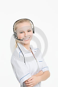 Woman customer service worker, call center operator