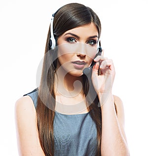 Woman customer service worker, call center smiling