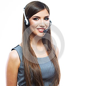 Woman customer service worker, call center smiling