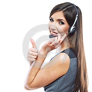 Woman customer service worker, call center smiling