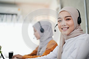 Woman customer support operator