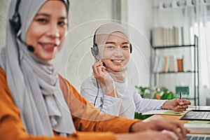 Woman customer support operator