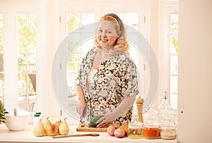 Woman cutting vegetables