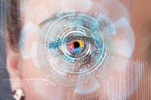 woman with cyber technology eye