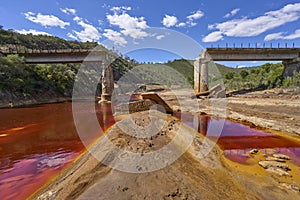 woman cycling at Rio Tinto, Andalusia, Spain