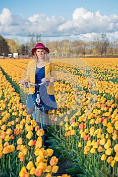 Woman cycling on a sunny day