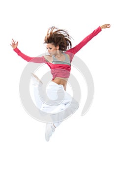 Woman dancer jumping and dancing