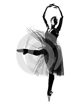 Woman dancer leap dancing ballerina silhouette