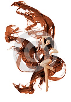 Woman Dancing Fabric Flying Cloth, Fashion Dancer Waving Dress