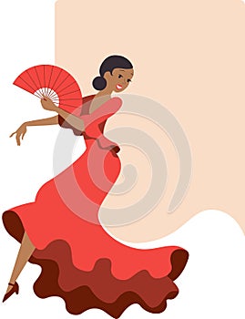 Woman dancing flamenco in Spanish traditional dress