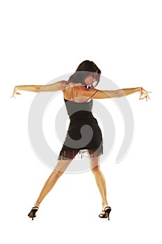 Woman dancing flamenco on a white background photo
