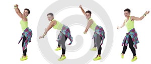 Woman dancing elements on the white background