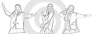 Woman dancing in an office vector line art storyboards