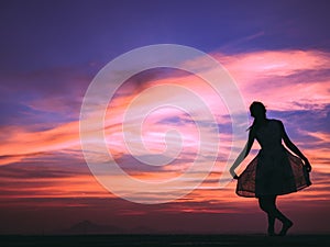 Woman dancing on the roof