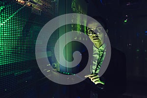 Woman in data centre