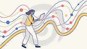 Woman with Data Stream, Digital Information, vector design Generative AI