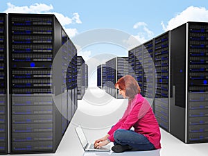 Woman in datacenter