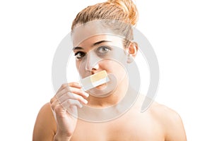 Woman dealing with facial hair