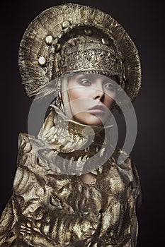 Woman in decorative kokoshnik head wear photo