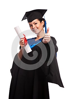 A woman with a degree in her hand