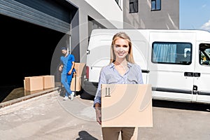 Woman with delivered package
