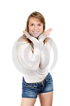 Woman demonstrating her smile photo