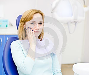 Woman at the dentist complains of toothache.