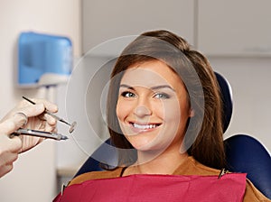 Woman at dentist's surgery