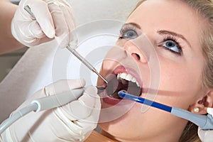 Woman at the dentist visit