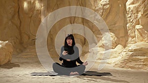 Woman desert meditation